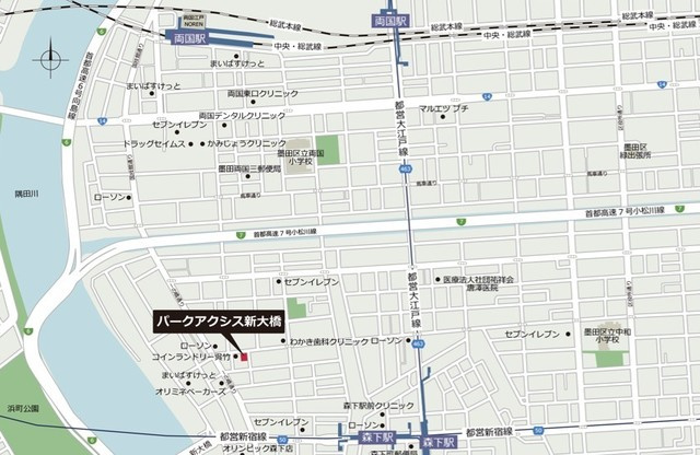 パークアクシス新大橋の地図