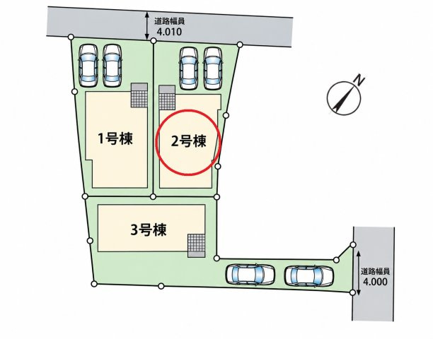 仲介手数料無料　鴻巣市筑波２丁目9-11　新築戸建　全３棟の区画図
