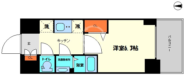 プレサンス堺筋本町ディスティニーの間取り|プレサンス堺筋本町ディスティニー　間取り（反転）