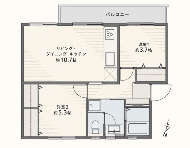 【間取り】 | 麻生台団地16号棟　ペット飼育可/南東向きバルコニー