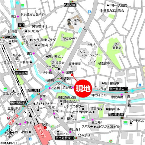 ベルリード恵比寿の地図