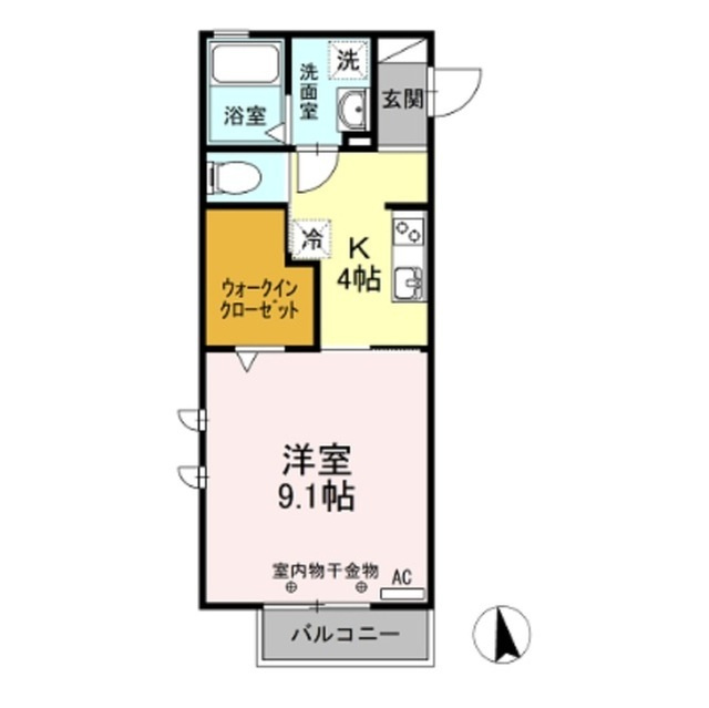 岐阜市茜部寺屋敷３丁目のアパートの間取り