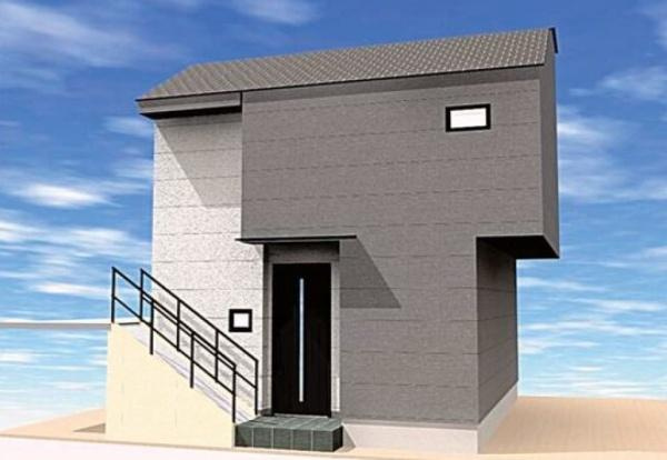 横浜市港南区下永谷３丁目の新築一戸建の完成予想図|外観のイメージパースです。
お洒落な外観で完成が楽しみです。
※背景はCGでのイメージになり、実際とは異なります。