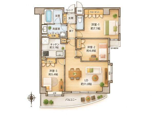 【間取り】 | ヴィル・レーヴ鷺沼 | （ご見学可能ですのでお気軽にお問合せください）