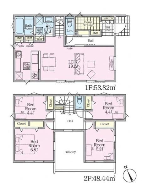 横浜市都筑区東山田４丁目の新築一戸建の間取り