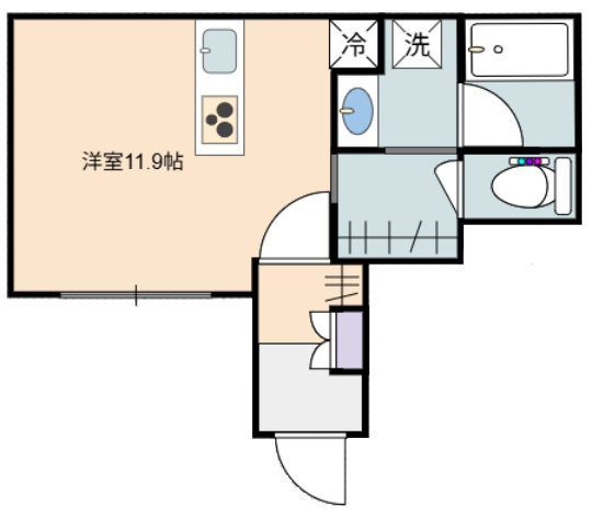 岡山市北区大元２丁目のアパートの間取り