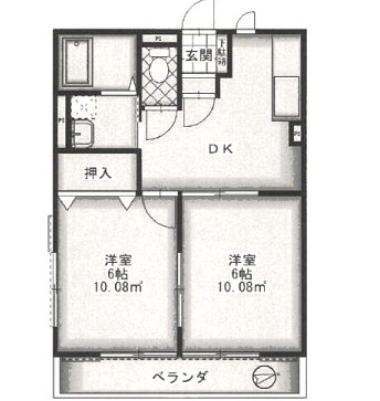 第33愛日ハイツ　B102の間取り