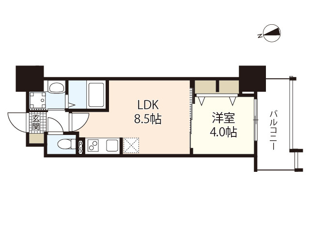 Ｓ－ＲＥＳＩＤＥＮＣＥ本川町ａｆｆｏｒｄの間取り|29.98㎡の1LDK