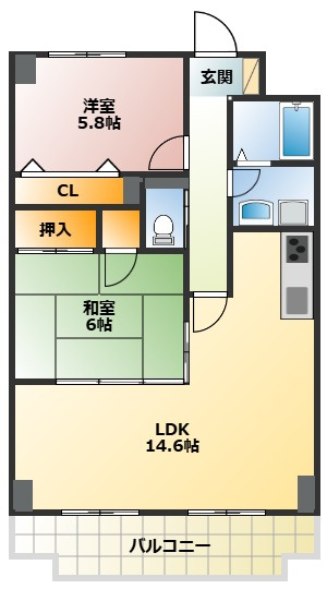 【間取り】 | 2LDKのファミリータイプ！
