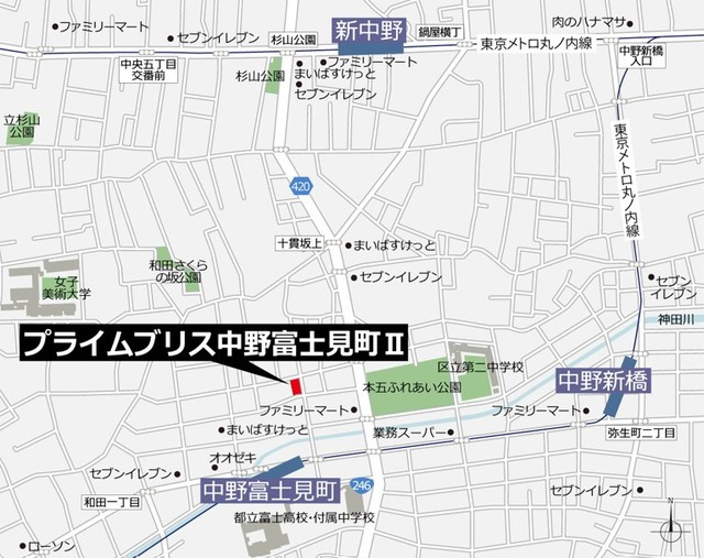プライムブリス中野富士見町Ⅱの地図