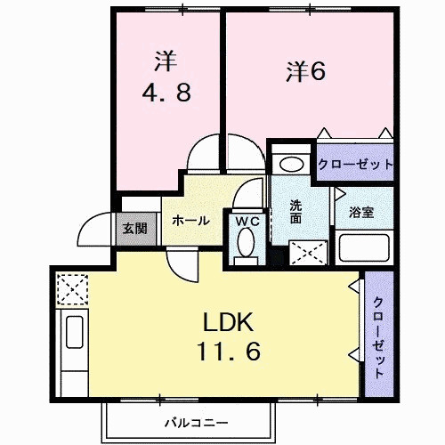グランディール矢三Ｂの間取り