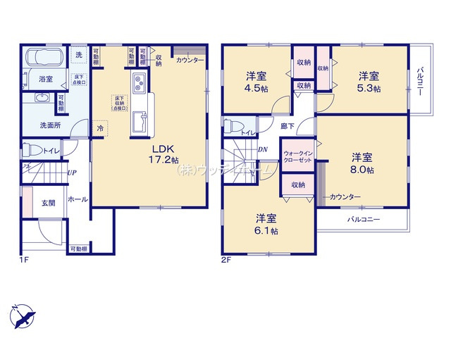 越谷市神明町1期　新築一戸建て　1号棟の間取り