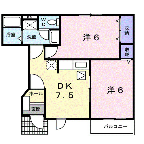 【間取り】 | エーデル泉ヶ丘Ｃ | 使いやすい２ＤＫのお部屋です！
