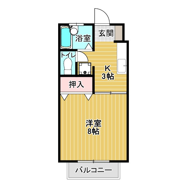 サンライズ・フジの間取り|1Kです