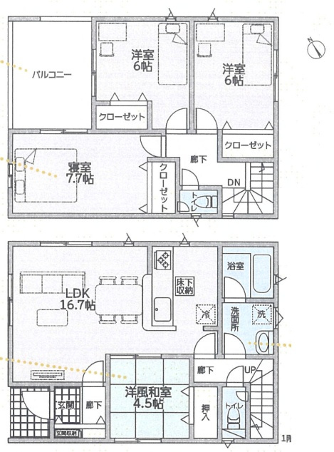 加古川市加古川町稲屋　第14期　新築一戸建ての間取り|1号地