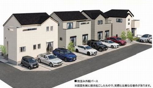 【仲介手数料０円】相模原市南区磯部25-1期　新築一戸建て　全4棟の外観パース|【仲介手数料０円】相模原市南区磯部25-1期　新築一戸建て　全4棟