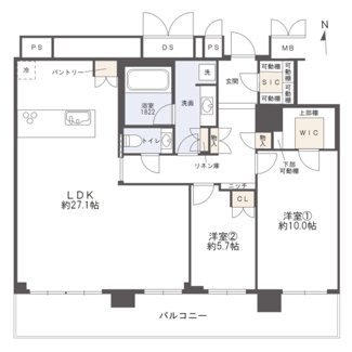 【間取り】 | 北浜ミッドタワー | 【間取り】3LDK→2LDKへ変更済み！最上階43階のプレミアムフロア☆