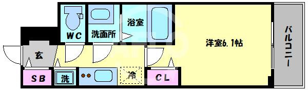 プレサンスOSAKA DOMECITY ワンダーの間取り|プレサンスOSAKA DOMECITY ワンダー　間取り