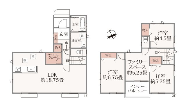 筑紫野市二日市北4丁目第1-4棟（C号棟）の間取り|全居室収納付きで便利です。