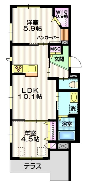 Ｆｌａｔ　ｆｏｒｅｓｔの間取り|人気の2LDK