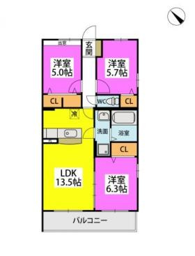 モデスティ筥松の間取り