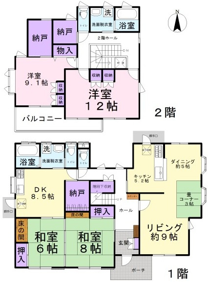 東松山市大字松山　中古戸建の間取り|住友林業施工の４ＬＤＫの二世帯住宅です
キッチン２個、浴室２個、洗面脱衣室２個、トイレ３個