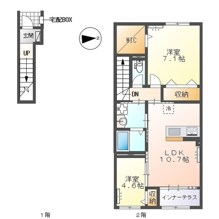 （仮称）新築藤沢大庭アパートの間取り|間取図