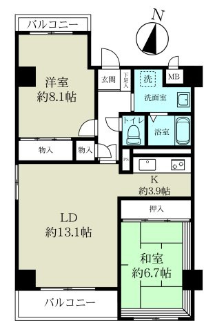 ステラレジデンス高円寺の間取り|2LDKのゆったり73.21㎡。南向き角部屋で日当たり、通風良好です。天井高のため、開放感があります。