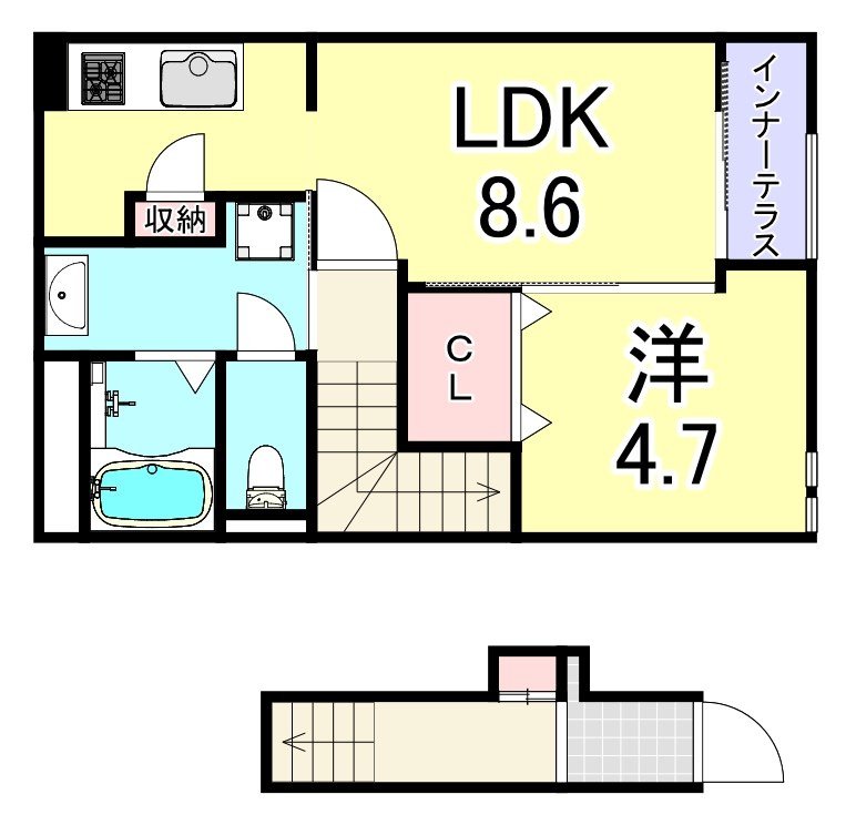 尼崎市常吉１丁目のアパートの間取り
