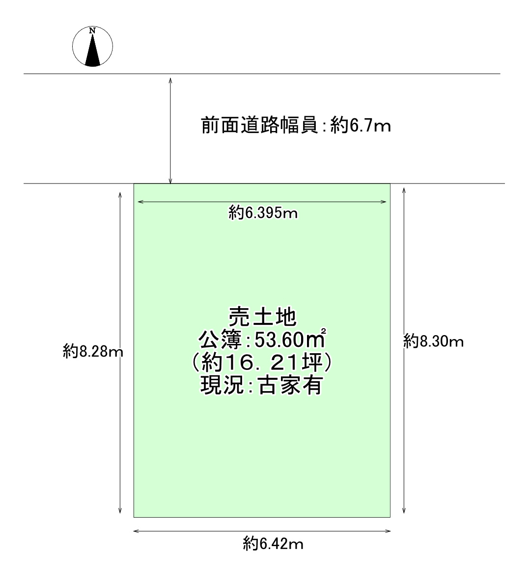 藤井寺市沢田1丁目の土地図|長方形の整った形状で、建物プランを検討しやすい土地です