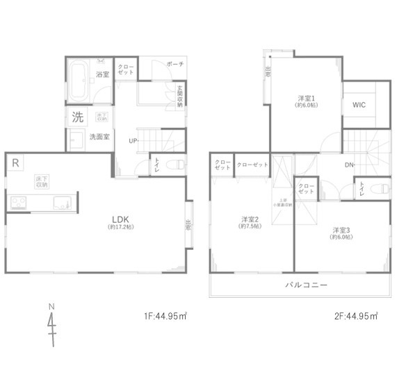 所沢市北秋津　中古戸建の間取り