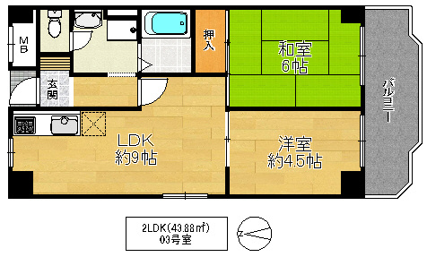 大阪市城東区放出西２丁目の賃貸マンションの間取り