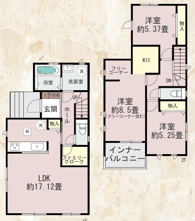 宇美町平和2丁目5492番　A号棟の間取り