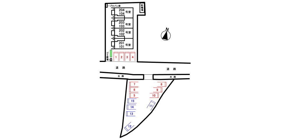 ミルトの区画図|駐車場