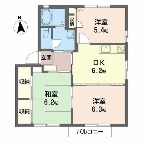 ハイツ足達 B棟の間取り