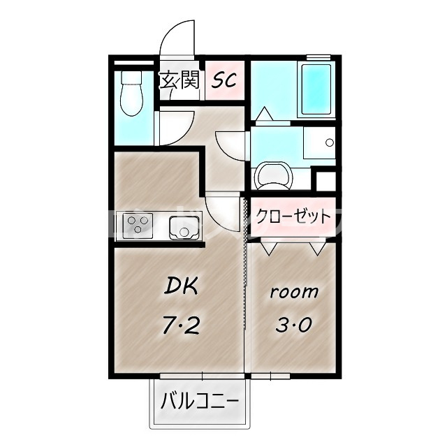 コ・クリエ　Ｂの間取り|高崎、前橋、伊勢崎エリアのお部屋探しはエンドスケープまで！お客様の理想お聞かせ下さい♪