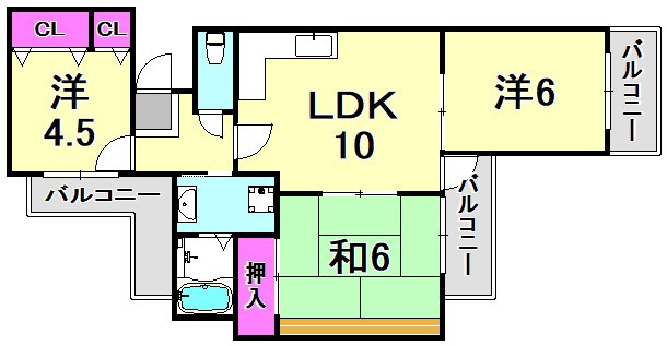 尼崎市食満１丁目の賃貸マンションの間取り