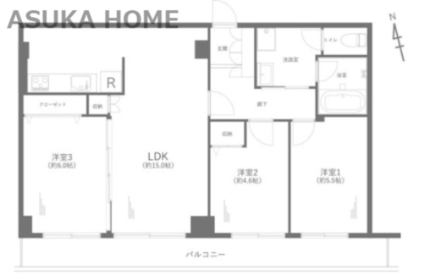 ストークマンション上大岡の間取り|各部屋に日差しが入る窓があるのでお部屋の環境維持にも良い間取りです。