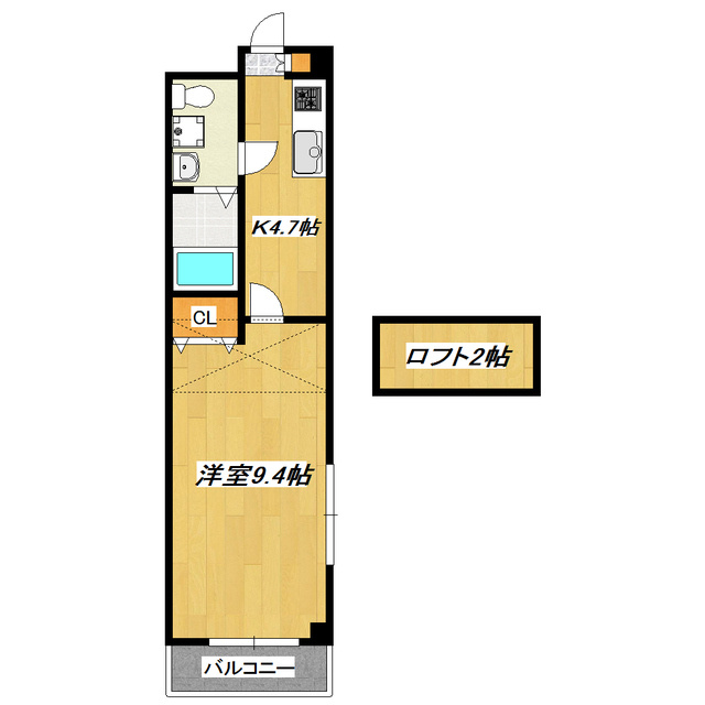 レクエルド・Ｆの間取り|洋室９．４帖の広めのお部屋です。