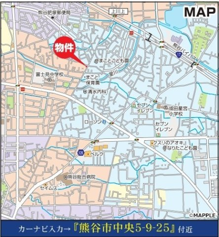 【仲介手数料無料】新築戸建　熊谷市中央5-9-25（全1棟）の地図