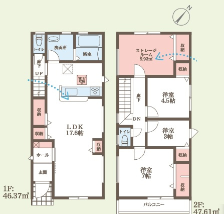 大阪市西淀川区大和田　新築一戸建ての間取り