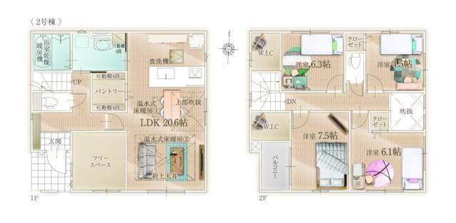 福岡市東区筥松３丁目の新築一戸建の間取り