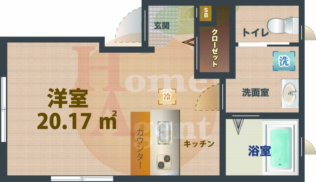 【間取り】 | ヒルズテラス中野坂上 | 1Rのお部屋です。