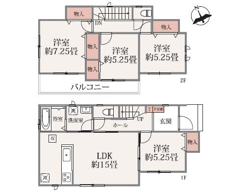 水戸市千波町　新築戸建　A号棟の間取り