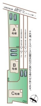 常陸大宮市宇留野334番　新築戸建て　B号棟の区画図|区画図です♪