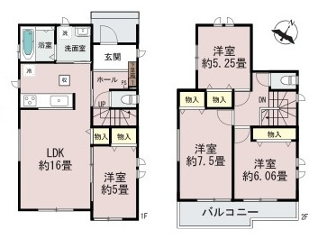 常陸大宮市宇留野334番　新築戸建て　B号棟の間取り|間取り図です♪
実際の空間の広さや陽当たり、風通しなどは現地でご確認できます♪