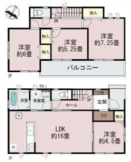 常陸大宮市宇留野334番　新築戸建て　C号棟の間取り|間取り図です♪
実際の空間の広さや陽当たり、風通しなどは現地でご確認できます♪