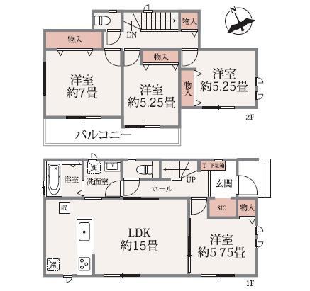 水戸市千波町　新築戸建　B号棟の間取り