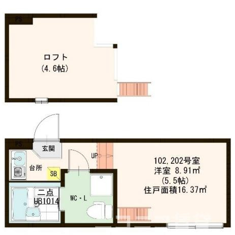 荒川区町屋８丁目のアパートの間取り