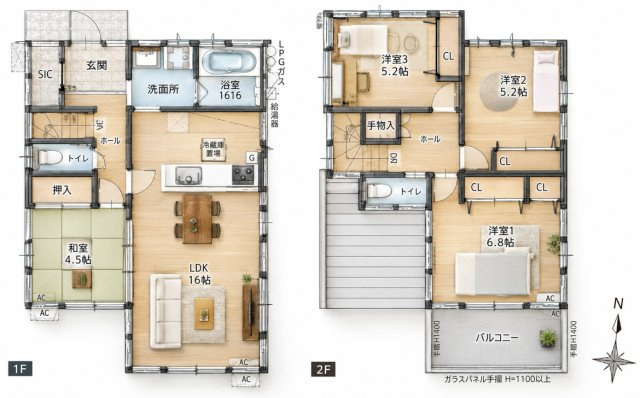 南城市玉城前川（全3棟）2号棟の間取り|2号棟